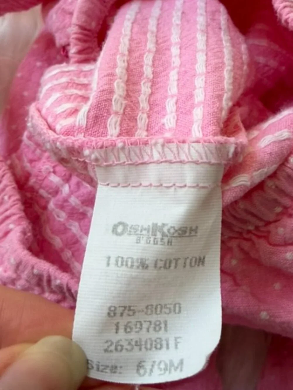 Vintage OshKosh B'gosh Pink White Polka Dot Footed Overall Jumper Baby 6-9 Month